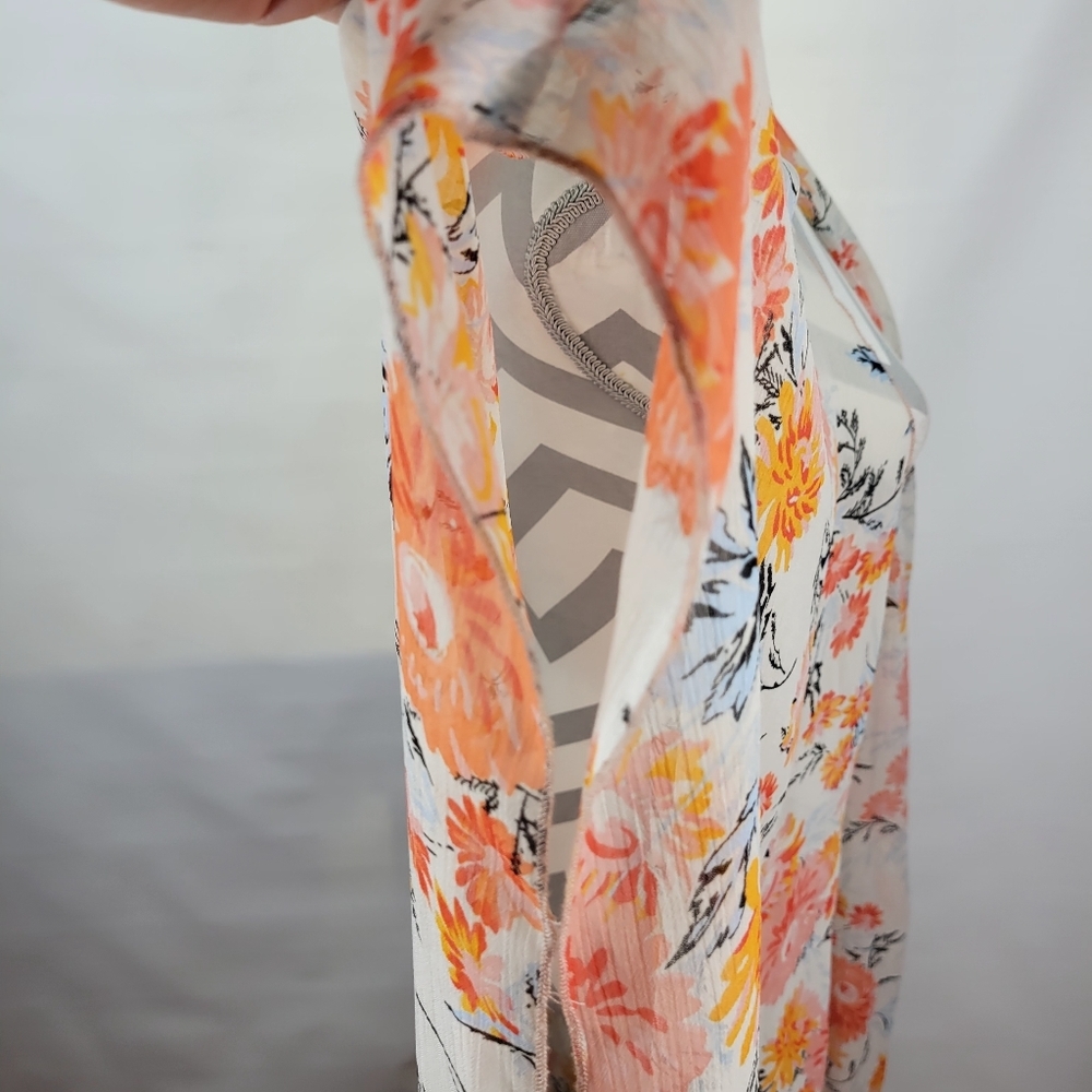American Rag Chiffon Kimono Cover Up Floral Cold Shoulder Open Front Size Medium - Picture 6 of 8